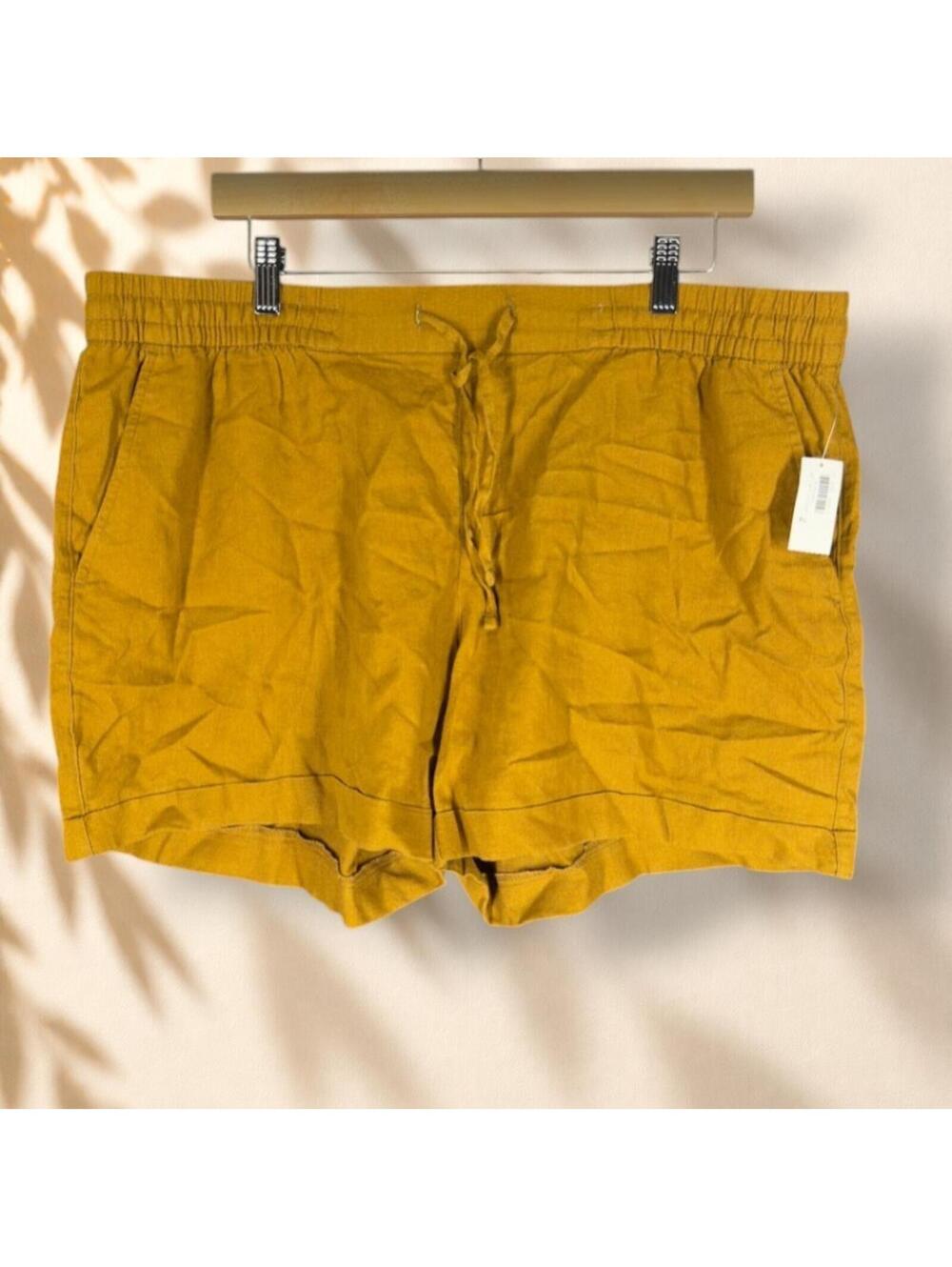 New Old Navy Shorts Women XL Orange Drawstring Hot Pants Linen Pockets Casual - Picture 1 of 8